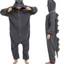 Unisex Adult Dinosaur Onesie Movie Character Marine Iguana Monster Cosplay Costume Halloween Jumpsuit Homewear (Gray, L)