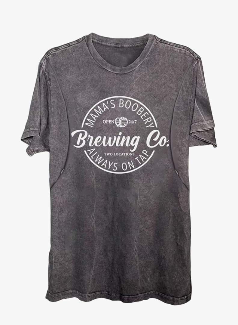 Comfort Breastfeeding Shirts for Women Zip Nursing Tops Causal Distressed Acid Washed Maternity Tees Medium, Gray