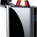 Electric Lighter USB Type-C Rechargeable Plasma Arc Lighter, High Power Flame Torch Lighter Windproof with LED Battery Indication Candle, Incense, Camping Gifts (Ice Black, 220mAh)