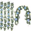 4 Pack Wedding Garland Set, Blue Rose & White Dahlia Hanging Flower Vines for Wedding Arch, Backdrop, Mantel, Home Decor (5.91ft)