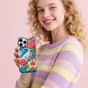 Magnetic for iPhone 16 Pro Case Cute Hibiscus Flower Ocean Wave Phone Case, Tropical Floral Beach Shockproof Slim TPU and Hard PC Protective Phone Cover Compatible with MagSafe Gift for Women