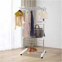 Bigzzia 4 Tier Folding Drying Rack Clothing Clothes Horses Rack Stainless Steel Laundry Drying Rack (Grey White, 4 Tier)