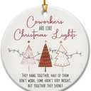 4 x Coworker Christmas Ornament 2025 - Coworkers are Like Christmas Lights Ceramic Ornaments - Funny Team Friendship Gifts, White Elephant Gifts for Work Bestie, Friends, Colleagues