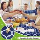 Smiry Square Tablecloth, Waterproof Vinyl Tablecloths with Flannel Backing for Square Tables, Wipeable Spillproof Plastic Tablecloth for Dining, Camping, Indoor and Outdoor (60"x60", Navy)