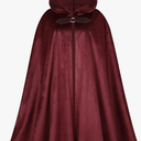 Men's Medieval Cloak with Hood, Renaissance Cape Adult Women Velvet Halloween Party (39'', Red)
