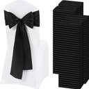 120 PCS Black Satin Chair Sashes, Ties Bows Designed Chairs Decorative, Chair Cover Sashes for Thanksgiving Wedding Christmas Banquet Party Home Kitchen Decoration (7 x 108 inch)