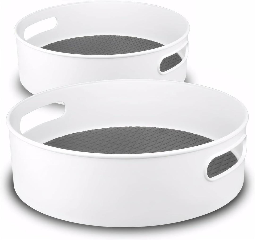 Semlos 360 Rotating Lazy Susan Organizers, 2 Packs 9" and 12" Turntable Spice Rack Organisers for Kitchen Organization and Storage, Non-Slip Under Sink Organizer for Bathroom Pantry Cupboard