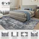Washable 9x12 Area Rugs for Living Room: Abstract Modern Home Decor Rug