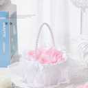 Wedding Flower Girl Basket with Pearl Handle,Satin Flower Storage Basket for Wedding Home Garden Decor (5884, 1)