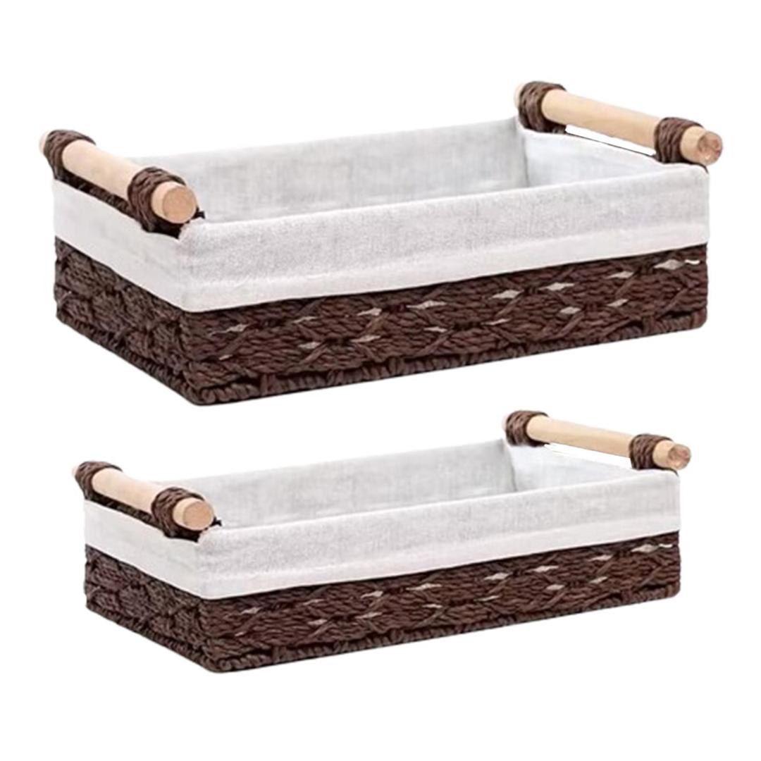 2 Pack Braided Baskets, Paper Rope Storage Baskets, Bathroom