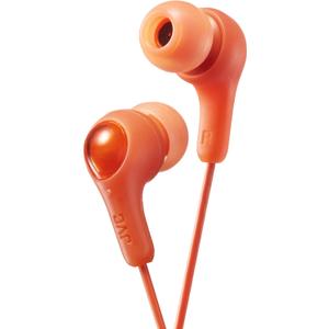 ORANGE GUMY In Ear Earbuds With Stay Fit Ear Tips. Wired 3.3ft Colored Cord Cable With Headphone Jack. Small, Medium, and Large Ear Tip Earpieces Included. 
