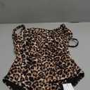 Aqua Regina Plus Size Swimsuit for Women One Piece Bathing Suit Ruched Tummy Control Adjustable Swimwear (Brown/Leopard) L