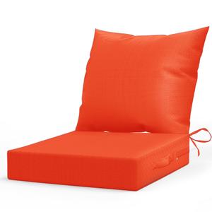 L’AGRATY Outdoor Chair Cushions for Patio Furniture：24" x 24" Deep Seat Cushions with Backrest for Couch Sofa Chair - Waterproof Fade-Resistant Patio Cushion (Set of 2,Orange)