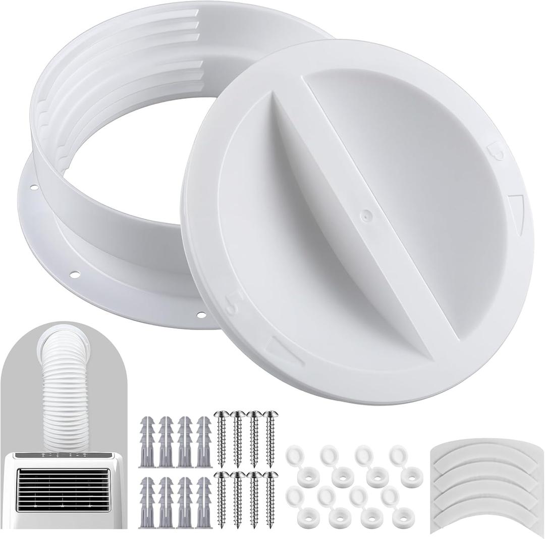 1 Set White Dual Size Wall Mount Connector for Portable Ac Vent Ac Exhaust Hose Coupler for 6 and 6.5 Inches Hose Accessories Plug