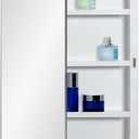 Plastic Medicine Mirror Cabinet for Bathroom 16 x 26 inch, Surface and Recessed Mount (White)