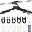 10-Pack Foldable Travel Hangers with Gift Box  Thickened ABS & Aluminum Rivets, Non-Slip Design for Delicate Clothes, Compact 5.5x3 Inch, Black/White