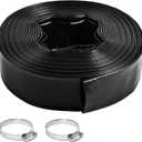 Pool Backwash Hose 1 1/2 Inch Diameter x 50 Feet - Heavy-Duty PVC Pool Drain Hose, Reinforced Discharge Hose with Clamp for Swimming Pools, Black