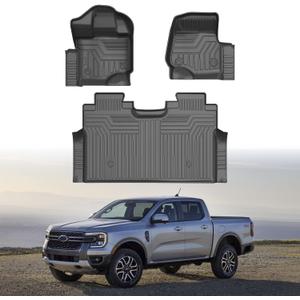 Mixsuper Floor Mats for Ford F150 SuperCrew 2021-2024 (Fit Rear Seat Without Under-Seat Fold Flat Storage), All Weather Floor Liners for F150 Accessories,Durable 1st and 2nd Row Set Black