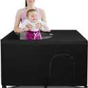 FALESOUL Crib Blackout Cover for Pack N Play, Travel Crib Cover, Breathable Foldable Baby Bed Cover with Safety Vents, Portable Crib Sunshade for Indoor Outdoor Black