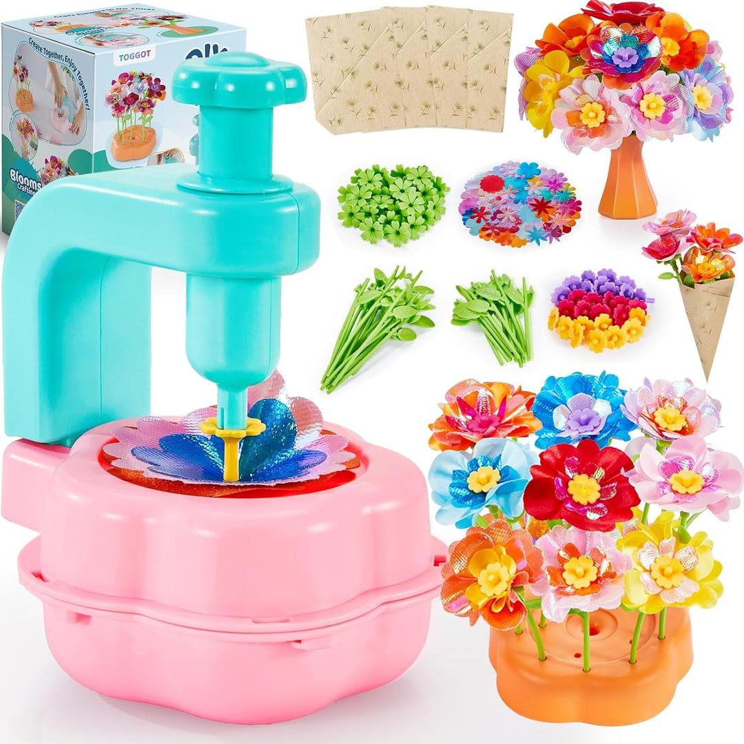Fabric Flower Bouquets Toys for Girls - Arts & Crafts Gift for Kids Ages 4-9, Mess-Free Fun, Build Your Own Bouquet, DIY Flower-Making Craft Toy Kit, Creative Birthday Gift for Girls