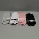 Toes Home Pilates Socks for Women with Non Slip Grippers, Yoga Crew Socks for Barre Hospital Sticky Slipper Socks 4 Pairs