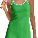 Nirovien Womens Tennis Dress with Shorts Sleeveless Athletic Romper Dress Knit Active Dresses Workout Outfits (Medium, Green)