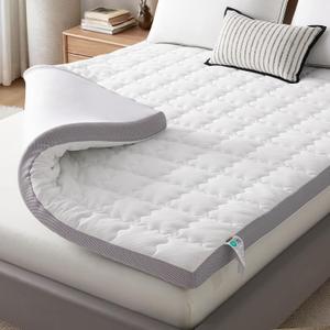 SAPHREAS Memory Foam Mattress Topper Queen Size, 3" Cooling Gel Memory Foam and 1" Soft Ventilated Mattress Pad Cover, Back Pain & Pressure Relief, 5-Zone Egg Crate Bed Topper