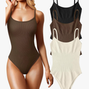 OQQ Women's 3 Piece Bodysuits Sexy Ribbed Sleeveless Adjustable Spaghetti Strips Tops Leotard 2025 Summer
S