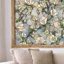 Artscape Star Magnolia, Privacy Window Film with Vibrant Colored Pattern, Non-Adhesive & UV Protection, Easy to Apply & Removable, 24 x 36 Inches, Made in USA