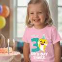 3rd Birthday Baby Shark Shirt - 3 Year Old Outfit for Toddler Boy or Girl - Kids Party T-Shirt (Pink)