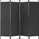 4 Panel Room Divider 6FT Steel Frame Screen Folding Privacy Divider Freestanding Partition for Home Office Bedroom (Black)