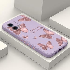 for Motorola Moto G 5G 2023 Case, Flower Pattern Slim Case Soft Silicone Protective for Moto G 5G 2023 Phone Cover, Butterfly Purple