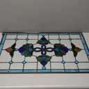 Yogoart Extra Large 32 Inch Vertical Blue Victorian Stained Glass Window Panels Hanging Transom Window Panels 20 Inch Wide