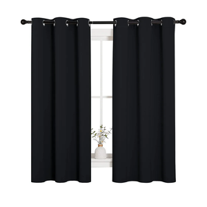 NICETOWN Pitch Black Solid Thermal Insulated Grommet Blackout Curtains/Drapes for Bedroom Window (2 Panels, 42 inches Wide by 63 inches Long, Black)