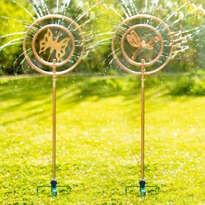 Lasnten 2 Pcs 42.91" H Stainless Steel Butterfly and Dragonfly Ornamental Sprinkler Spray for Yard Lawn Garden Landscape Watering Irrigation System Ornamental Sprinkler Decorative for Flower Bed Art