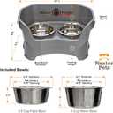 Neater Pet Brands Neater Feeder Deluxe Mess Proof Dog Bowls Elevated for Medium Dogs 19-40 lbs, Made in USA, No Spill Raised Dog Food Bowl Stand Feeding Station, Food and Water Bowl Set, Grey