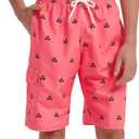 Mens Swim Trunks Swim Shorts Swimwear Swimsuit Beach Shorts Bathing Suits Quick Dry Waterproof (Pink, L)