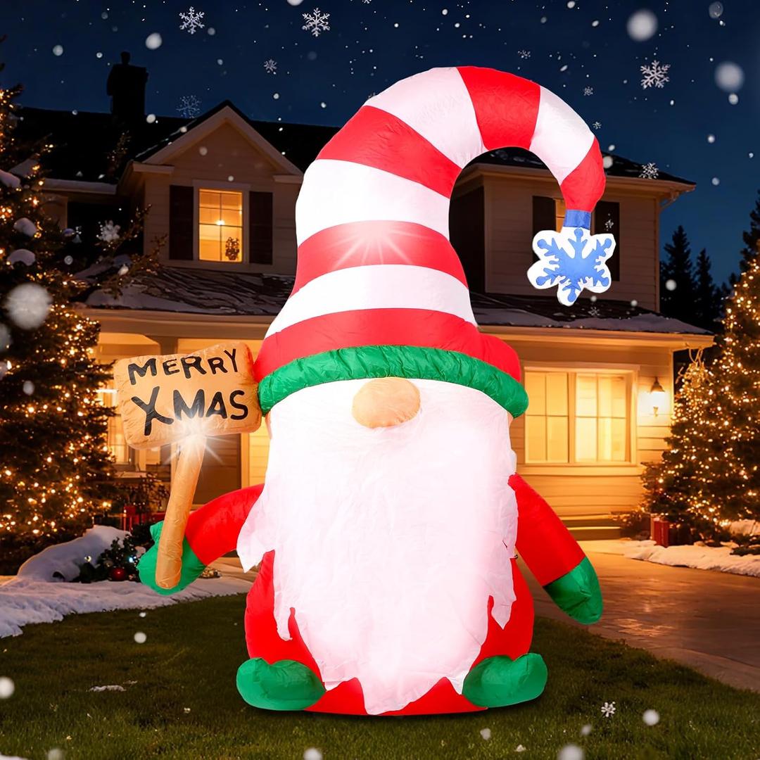 6 FT Christmas Inflatables Decorations OutdoorBlow Up Gnome Tumbler with Built-in LED Lights for Indoor Holiday Party Yard Garden Lawn Dcor