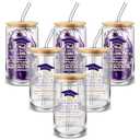 FoldTier 6 Pcs Graduation Gifts Glass Cup Class of 2026 Bulk 16 oz Drinking Cup with Lid and Straw College Her Him Graduate Gift Coffee Cup for Teen High School Grad Party Favor (Purple)