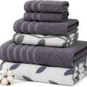 Modern Threads Natural Vine 6-Piece 100% Cotton Towel Set Yarn Dyed Jacquard Includes 2 Bath Towels, 2 Hand Towels, 2 Washcloths Absorbent, Quick Dry, Soft & Durable Purple