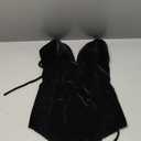 Women Strapless Velvet Bodysuit Back Lace Up Jumpsuit,Sexy Bodysuit Top Playboy Bunny Halloween Costume (L)