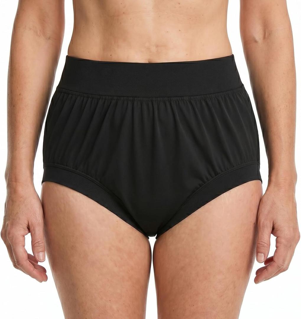 AQX Adult Diaper Cover for Incontinence, Waterproof Plastic Pants, 4XL, Bla