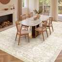Soalmost Living Room 10x14 Area Rugs, Washable Low Pile Non-Slip Stain Resistant Extra Large Thin Rug, Vintage Soft Throw Carpet for Dining Room Bedroom Farmhouse Home Office Decor Beige