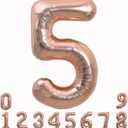 TONIFUL 40 Inch Rose Gold Large Numbers Balloons 0-9, Number 5 Digital 5 Helium Balloons, Foil Mylar Big Number Balloons for Birthday Party Anniversary Supplies Decoration
