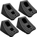 HOXWELL 4 Packs Wheel Chocks for Travel Trailers, Non Slip Black Wheel Chock Stackable, Lightweight Wheel Stoppers for Cars Campers Trucks RVs, 8.1"×6.1"×4.5", Black