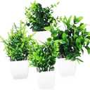 4pcs Elegant Green Plant Ornaments Fake Potted Plant Decor for Home Living Patio