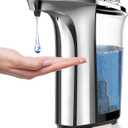 Automatic Soap Dispenser, Touchless Dish Soap Dispenser 17oz/500ml with Infrared Sensor, 5 Adjustable Soap Levels, Liquid Dispenser for Bathroom Kitchen (Silver)