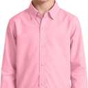 DHTS Boys' Dress Shirts Toddle Boy Long Sleeve Uniform Shirt for Kids (Pink)