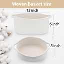 Happyiren Medium Woven Cotton Rope Basket with Handle Empty Decorative Gift Basket for Baby Shower, Graduation, Mother's Day, Nursery Storage 13" Dia x 8" W x 6" H