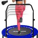 Kanchimi 40"  Folding Mini Fitness Indoor Exercise Workout Rebounder Trampoline with Handle, Max Load 330lbs (Blue)